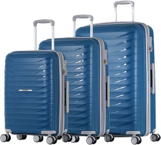 סט 3 מזוודות קשיחות מתרחבות מבית TRAVEL CLUB במידות 20” / 25” / 29”