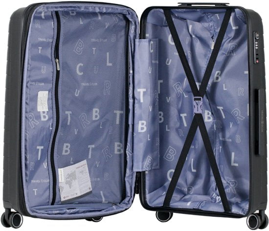 סט 3 מזוודות קשיחות מתרחבות מבית TRAVEL CLUB במידות 20” / 25” / 29”