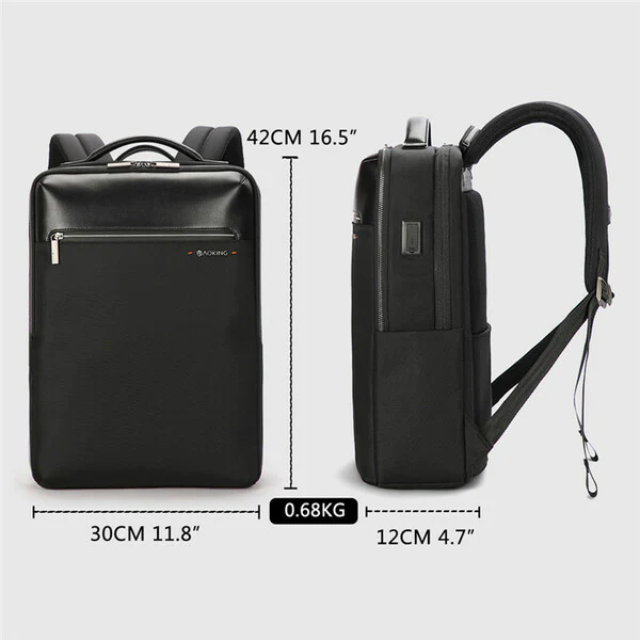 תיק גב עסקי יוקרתי מבית המותג AOKING בשילוב עור