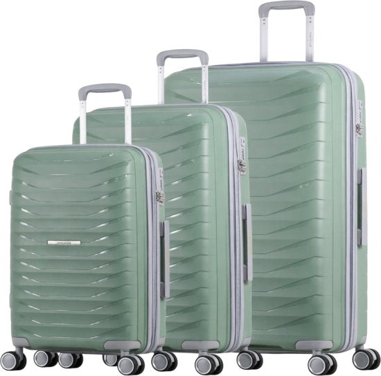 סט 3 מזוודות קשיחות מתרחבות מבית TRAVEL CLUB במידות 20” / 25” / 29”