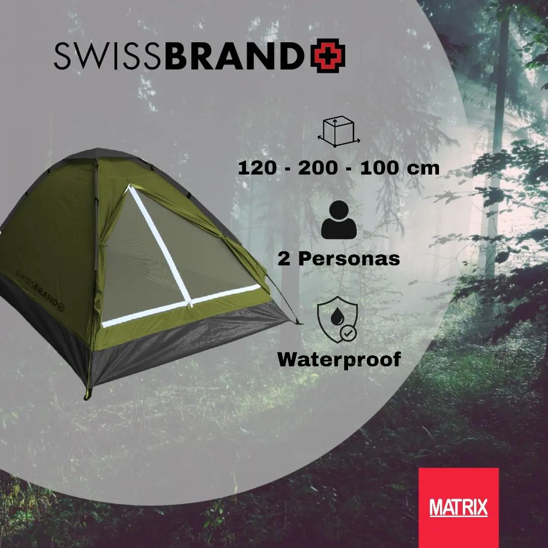אוהל קמפינג 2 אנשים - 2 עונות מבית SWISSBRAND  דגם Camping Tent