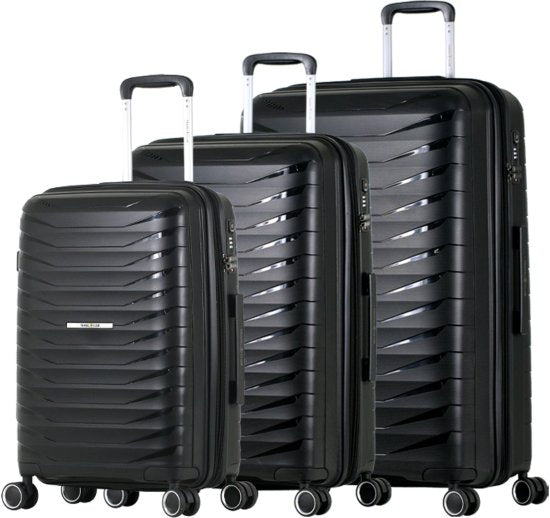 סט 3 מזוודות קשיחות מתרחבות מבית TRAVEL CLUB במידות 20” / 25” / 29”