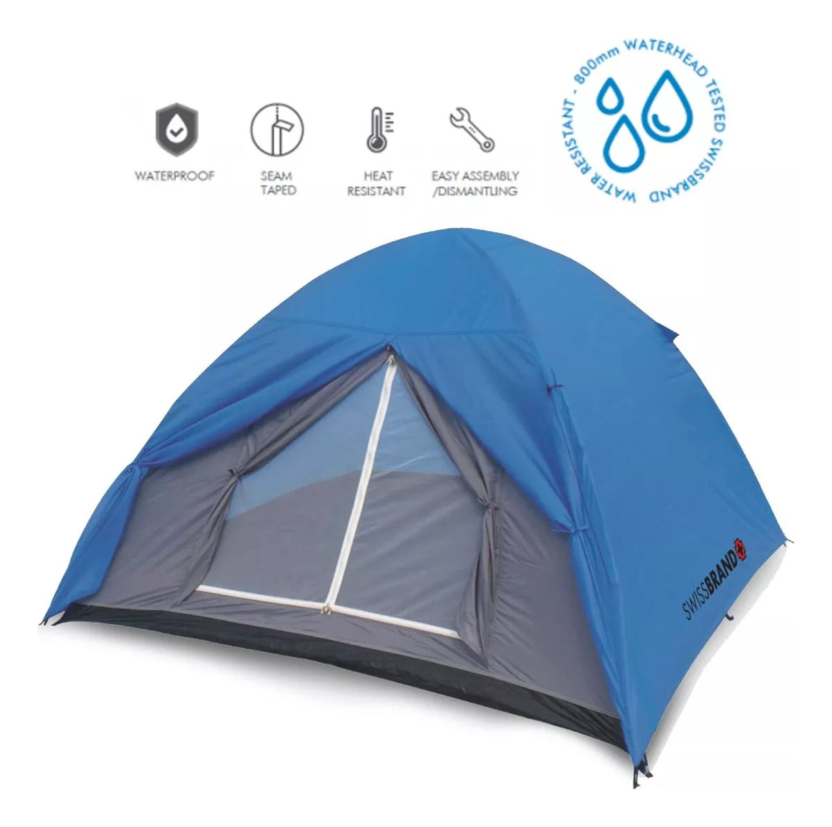 אוהל קמפינג 2 אנשים - 2 עונות מבית SWISSBRAND  דגם CLASSIC TENT