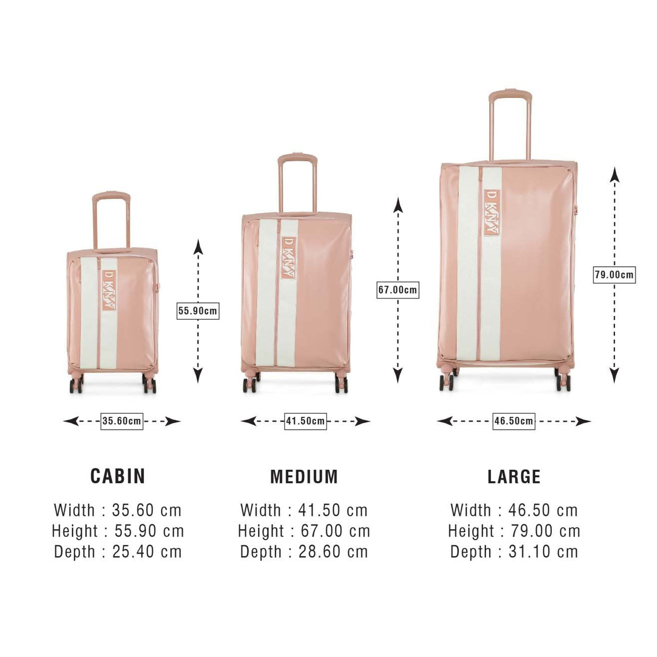 סט 3 מזוודות בד קלות ואופנתיות מבית DONNA KARAN DKNY דגם INSTINCT 408