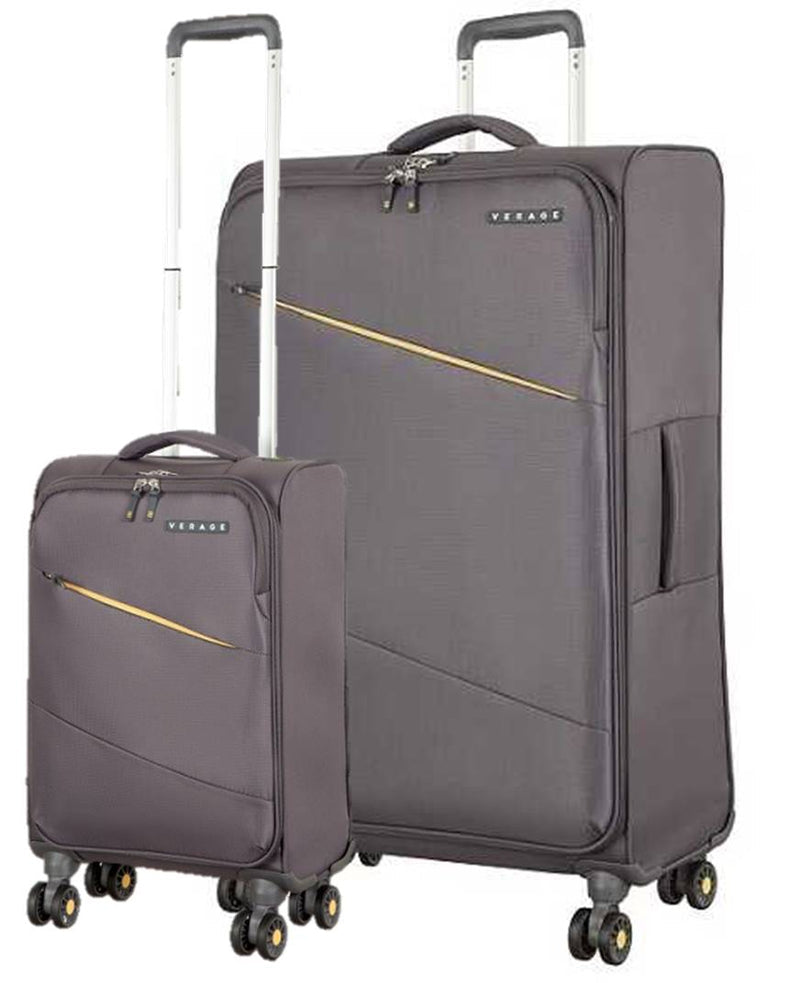 זוג מזוודות בד (גדולה+טרולי עליה למטוס) קלות במיוחד דגם BRISTOL מבית היוקרה VERAGE אנגליה