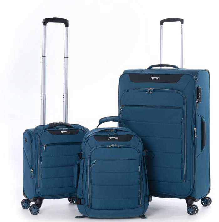 סט מזוודות בד גדולה "28, טרולי "14.5 ותיק עליה למטוס סופר לייט מבית SLAZENGER דגם C-LITE