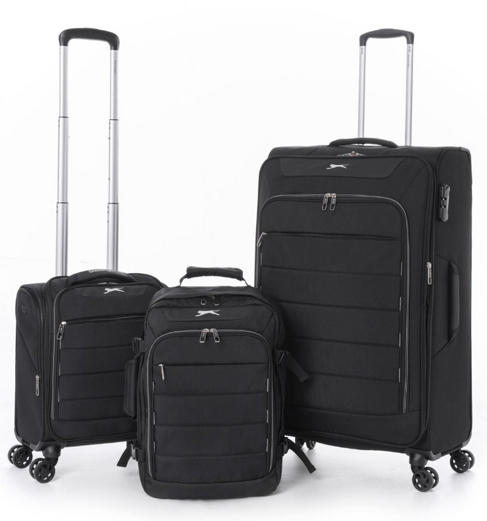 סט מזוודות בד גדולה "28, טרולי "14.5 ותיק עליה למטוס סופר לייט מבית SLAZENGER דגם C-LITE