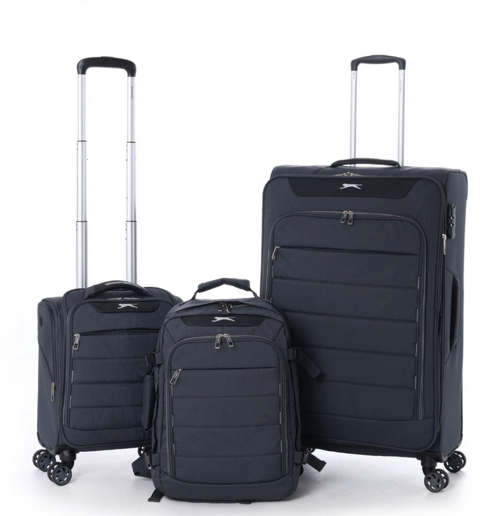 סט מזוודות בד גדולה "28, טרולי "14.5 ותיק עליה למטוס סופר לייט מבית SLAZENGER דגם C-LITE