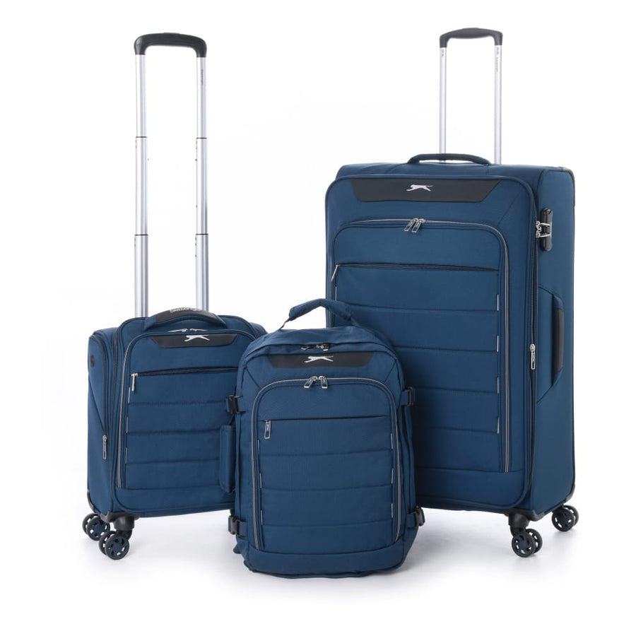 סט מזוודות בד גדולה "28, טרולי "14.5 ותיק עליה למטוס סופר לייט מבית SLAZENGER דגם C-LITE