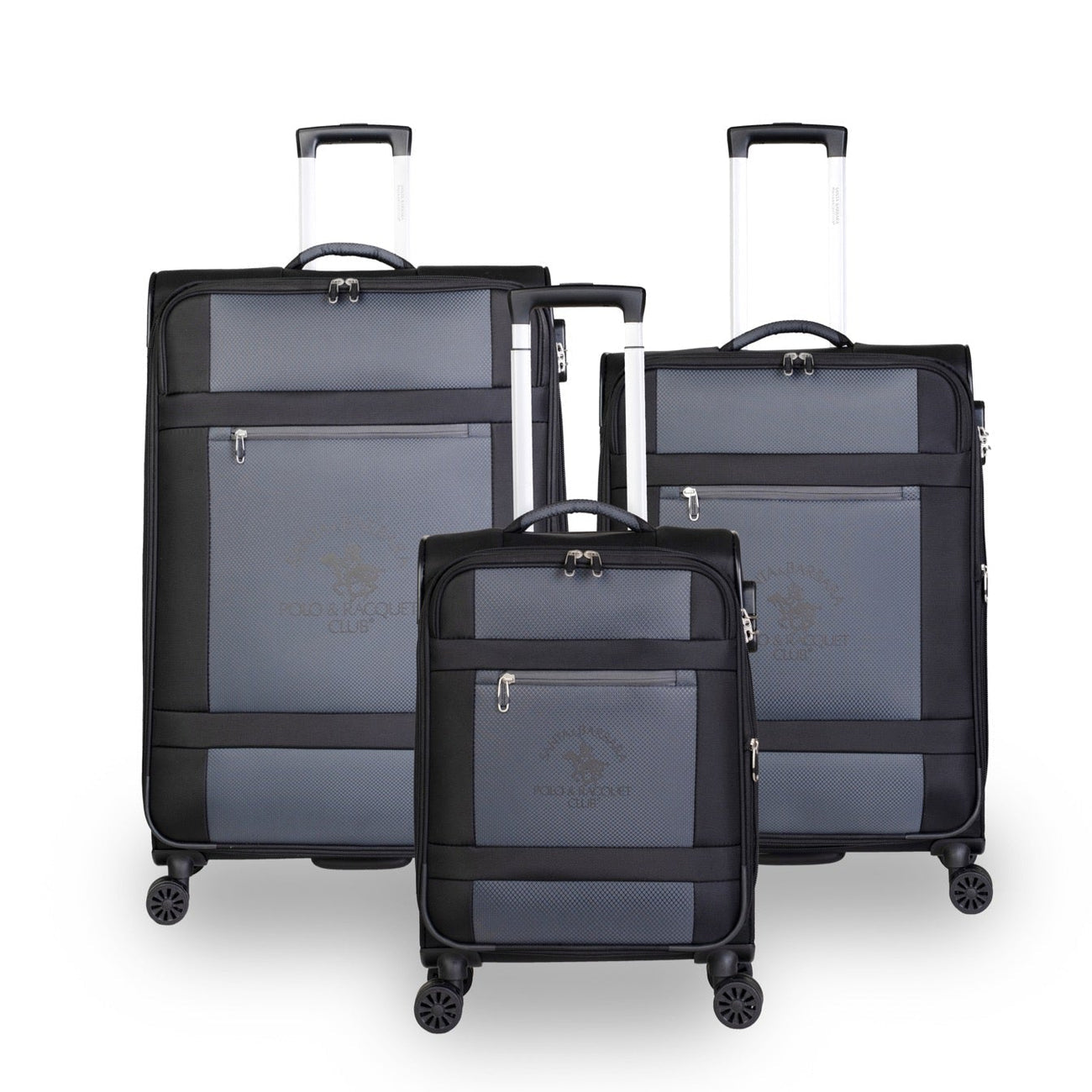 סט 3 מזוודות בד XL מתרחבות בעיצוב מודרני מבית המותג היוקרתי POLO CLUB דגם LOS ANGELES