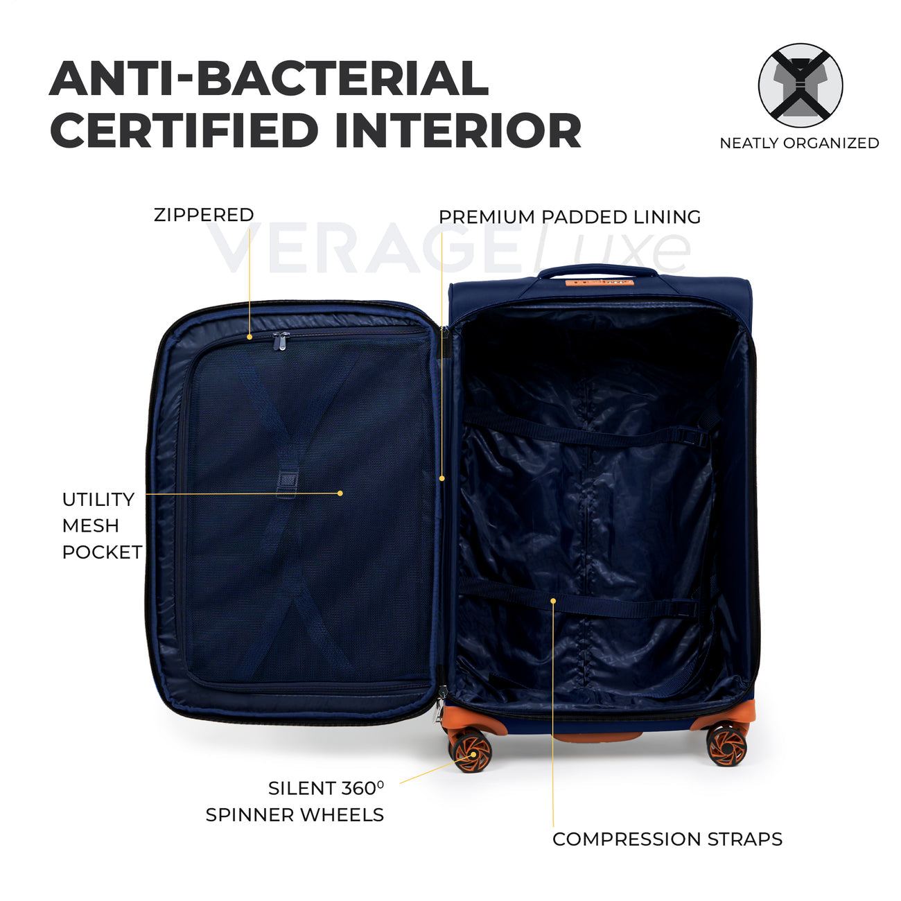 סט 3 מזוודות בד פרמיום קלות משקל דגם SWANSEA מבית VERAGE