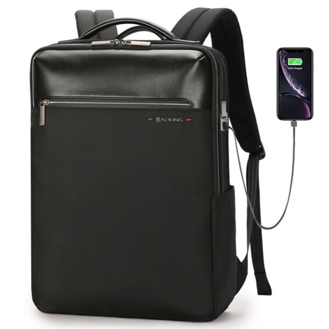 תיק גב עסקי יוקרתי מבית המותג AOKING בשילוב עור