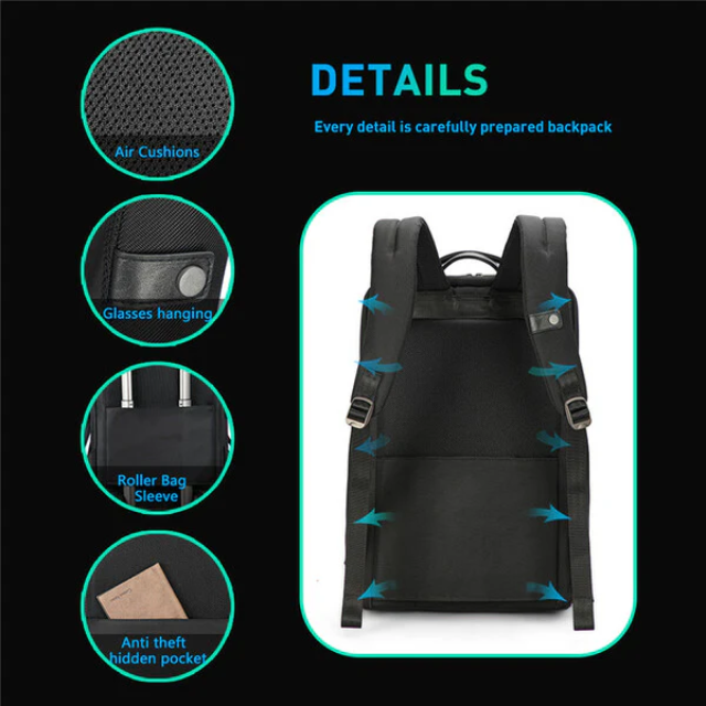 תיק גב עסקי יוקרתי מבית המותג AOKING בשילוב עור