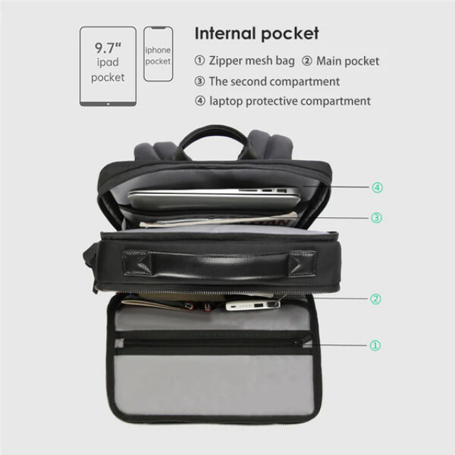 תיק גב עסקי יוקרתי מבית המותג AOKING בשילוב עור