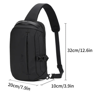 תיק צד פונקציונאלי וקל משקל בסגנון אוכף אלכסון עמיד למים מבית המותג AOKING צבע שחור