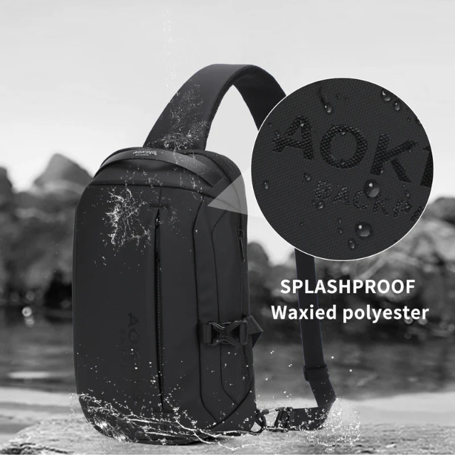 תיק צד פונקציונאלי וקל משקל בסגנון אוכף אלכסון עמיד למים מבית המותג AOKING צבע שחור