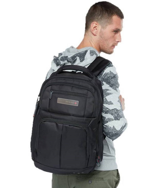 תיק גב פונקציונלי וספורטיבי ללפטופ 15.6" מבית המותג השוויצרי SWISSBRAND דגם WEMBLEY