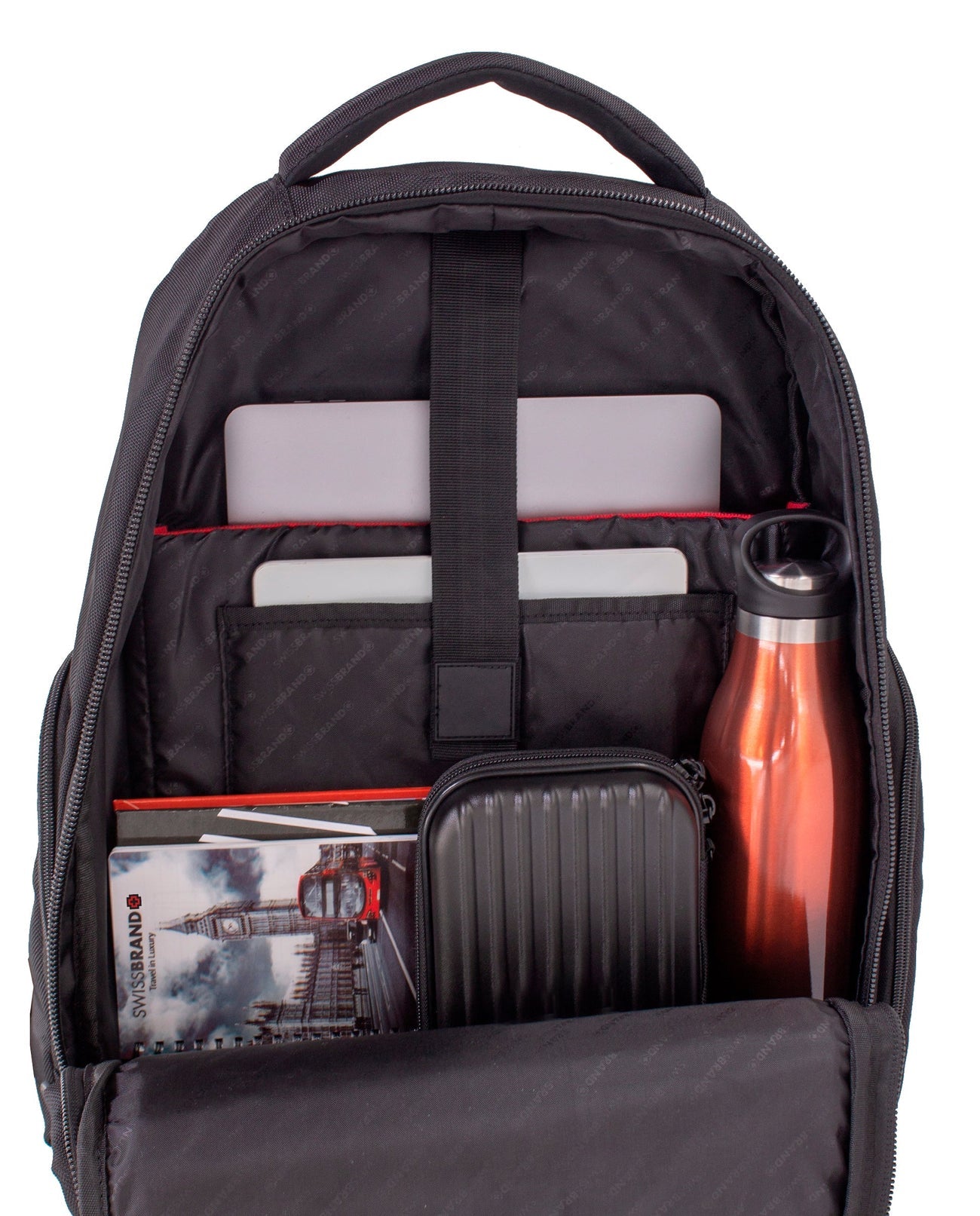 תיק גב פונקציונלי וספורטיבי ללפטופ 15.6" מבית המותג השוויצרי SWISSBRAND דגם WEMBLEY