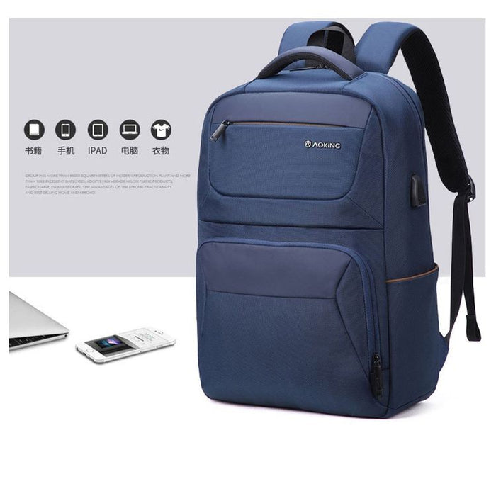 תיק גב במראה עסקי אלגנטי ללפטופ מבית המותג AOKING למחשב 15.6" יציאת USB מובנה