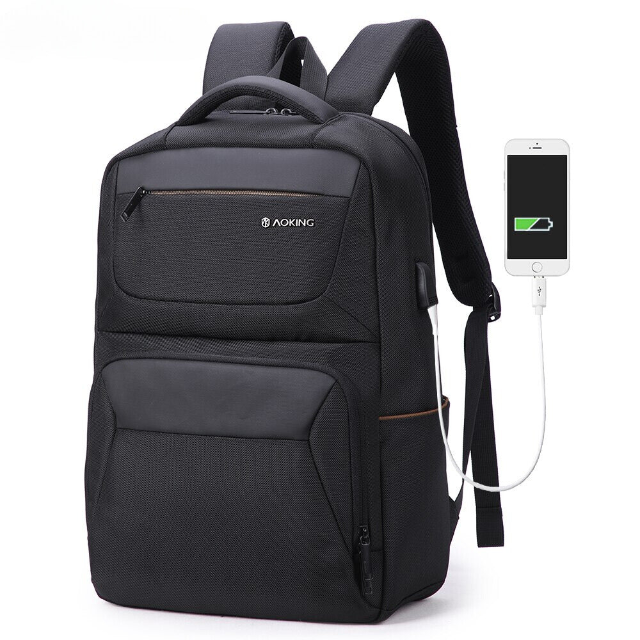 תיק גב במראה עסקי אלגנטי ללפטופ מבית המותג AOKING למחשב 15.6" יציאת USB מובנה