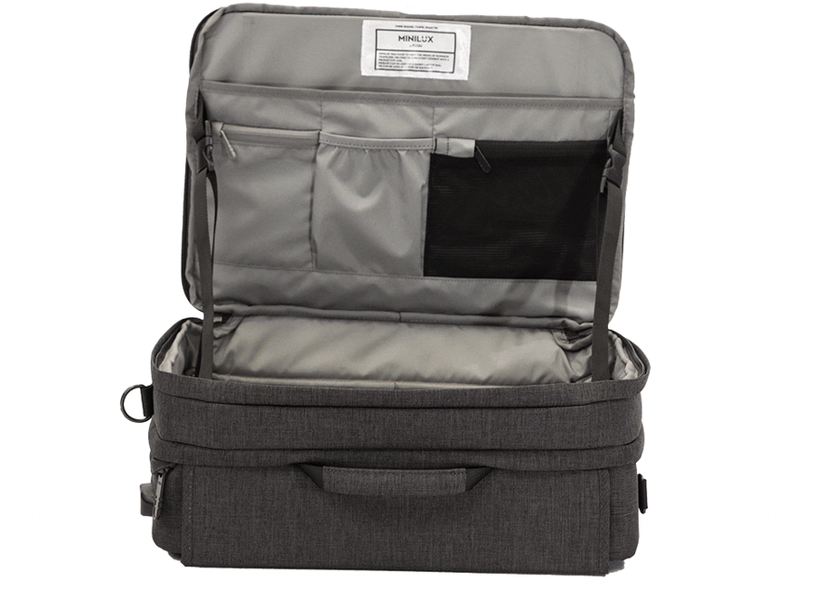 תיק מזוודה עסקי מודולרי פטנט עולמי רשום הכולל יציאת USB מתלבש על מזוודה MINILUX FUGU