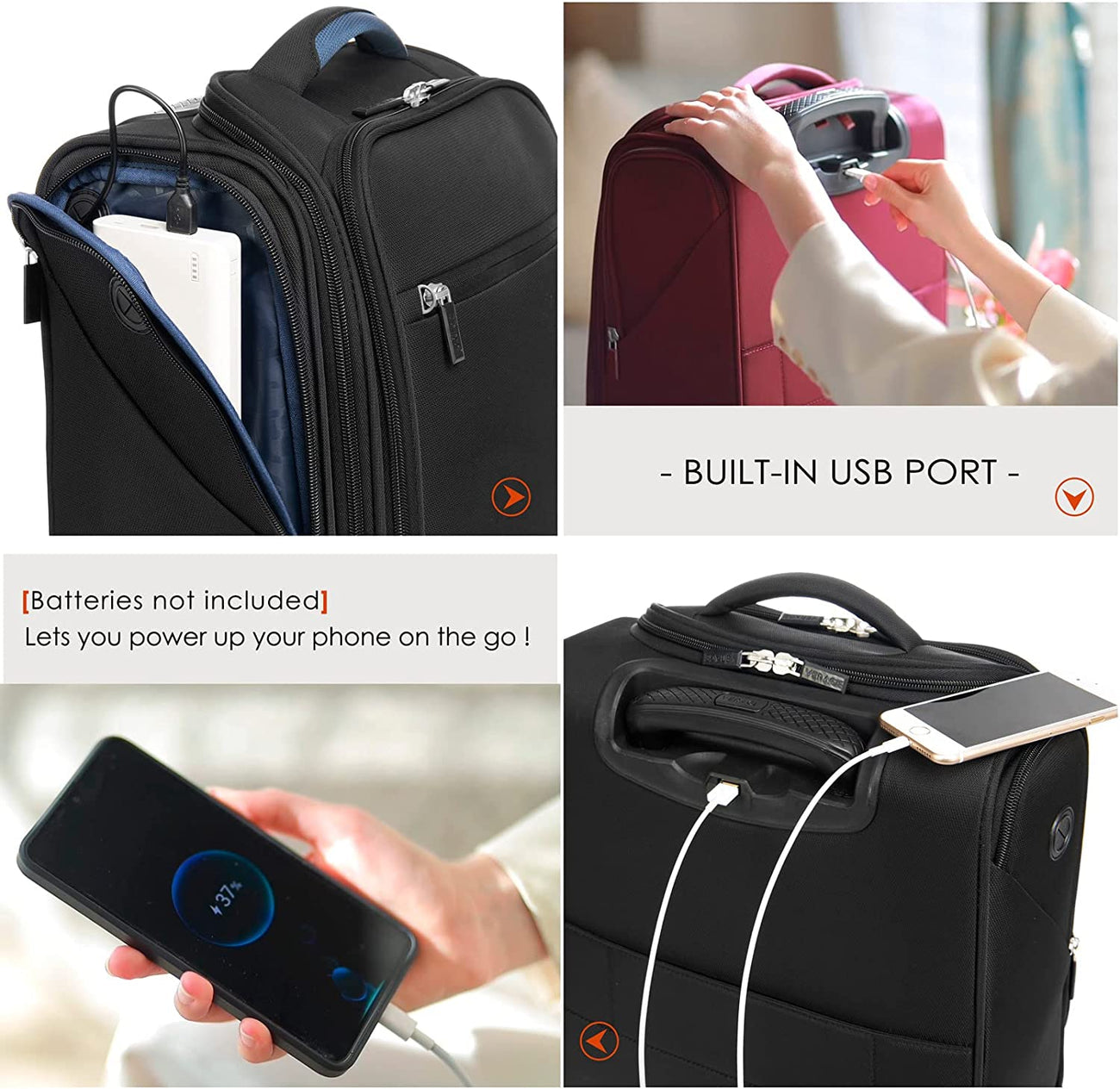 טרולי יוקרתי קטן 14.5" UNDERSEAT מתחת למושב המטוס הכולל USB מבית VERAGE דגם VISIONARY III