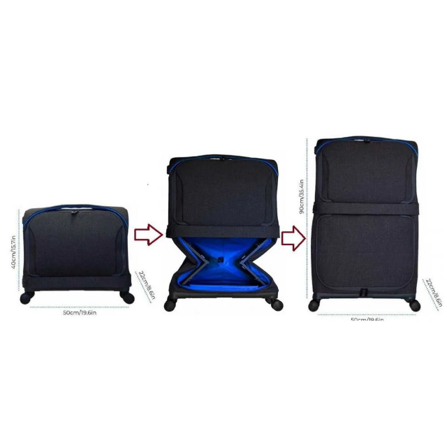 מזוודת טרולי מודולרית 2 ב-1 מזוודה קטנה שהופכת לגדולה ROLLUX FUGU